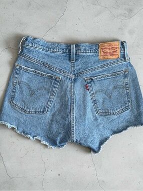 Levi's Light Blue Denim Frayed Hem Shorts